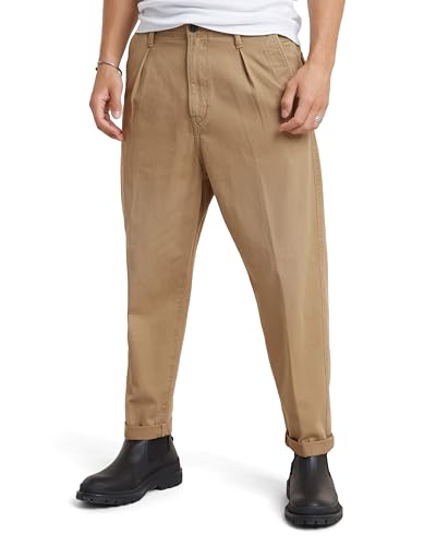 G-Star Herren Pleated Chino Relaxed Tapered, Beige (Safari D24543-C962-B444), 32W / 32L von G-STAR RAW
