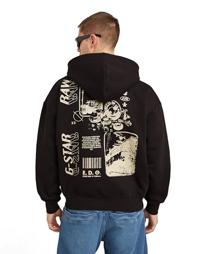 G-Star Herren Poster Back Graphic Loose Hoodie Jacke, Schwarz (dk Black D25105-D733-6484), L von G-Star RAW