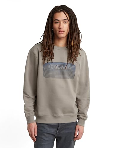 G-Star Herren Stacked Old Skool Logo Sweatshirt, Beige (Elephant Skin D25099-D733-G106), L von G-STAR RAW