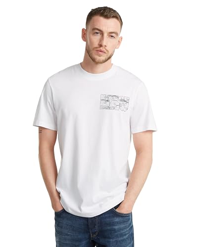 G-Star Herren Topography Chest Graphic Slim T-Shirt, Weiß (White D25146-C506-110), L von G-STAR