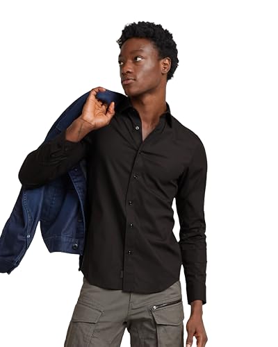 G-Star Herren Uniform Slim Hemd, Schwarz (dk Black D25176-D701-6484), XS von G-STAR RAW
