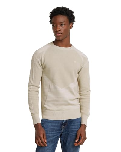 G-Star Herren 3D Biker Knitted Pullover, Mehrfarben (Whitebait/dk Brick D25068-C259-G908), XL von G-STAR RAW