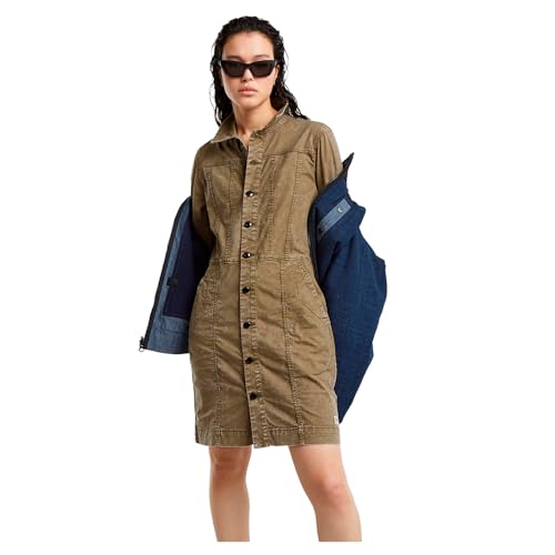 G-Star Damen Button Through Kleid, Grün (Antic Green D25244-D729-735), XL von G-STAR