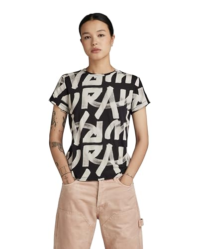G-Star RAW Damen Calligraphy Allover Top, Mehrfarben (dk Black raw Paint D24500-C565-G421), XXS von G-STAR