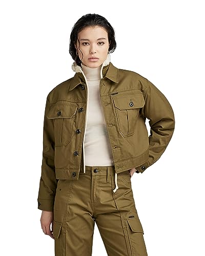 G-Star RAW Damen Cropped Hunter Jacket wmn, Grün (dark olive D23689-D389-C744), S von G-Star