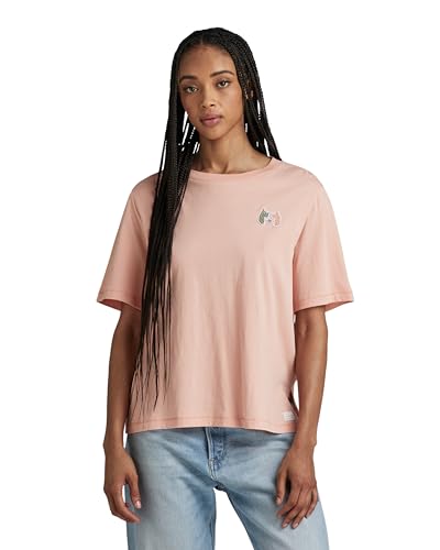 G-Star RAW Damen G-NA Badge Boxy Top, Rosa (deep Berry Shake D24511-A870-B115), M von G-Star RAW