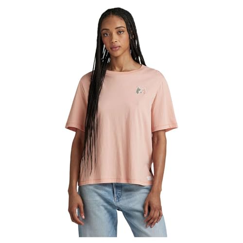 G-Star RAW Damen G-NA Badge Boxy Top, Rosa (deep Berry Shake D24511-A870-B115), S von G-Star RAW