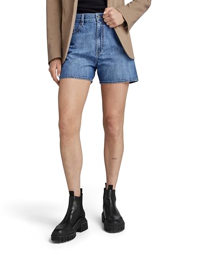 G-Star RAW Damen High Denim Shorts Clean Edge, Blau (Faded Cliffside Blue D24382-D536-G326), 26 von G-STAR RAW