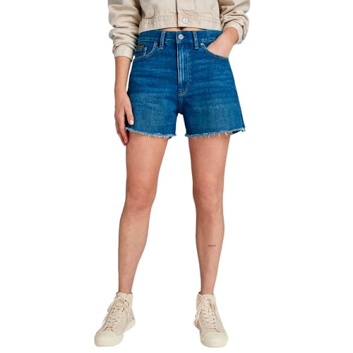G-Star RAW Damen High Denim Shorts Clean Edge, Blau (Worn in Celestial Night D24382-D434-G675), 32 von G-STAR RAW