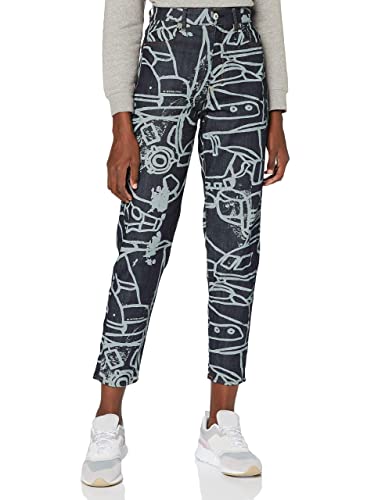 G-Star RAW Damen Janeh Ultra High Mom Ankle Jeans, Mehrfarben (raw Denim Charcoal line Art Splatter D16083-C472-B894), 32W / 30L von G-STAR