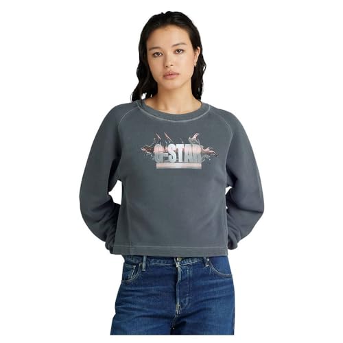 G-Star RAW Damen Overdyed Merch Loose Sweatshirt, Schwarz (dk Black gd D24406-D575-B564), L von G-Star RAW