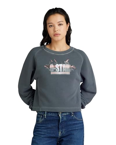 G-Star RAW Damen Overdyed Merch Loose Sweatshirt, Schwarz (dk Black gd D24406-D575-B564), XS von G-STAR