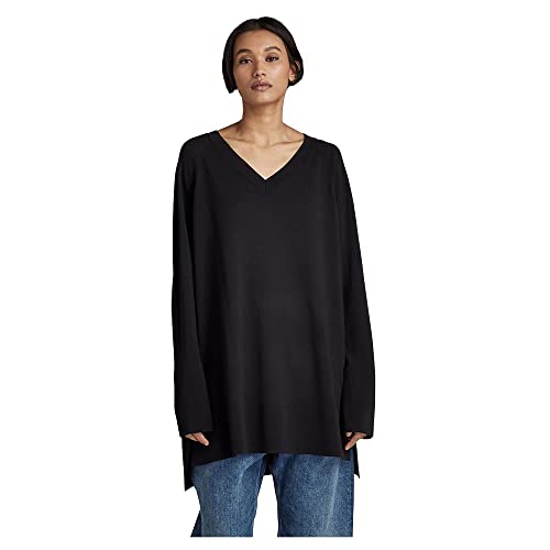 G-Star RAW Damen Oversized V-Neck Knitted Pullover, Schwarz (dk Black D22503-B692-6484), XXS von G-STAR