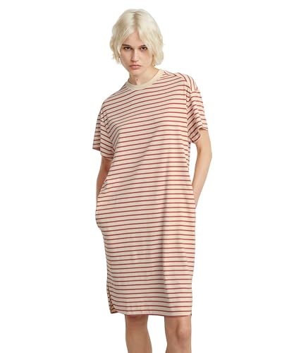 G-Star RAW Damen Printed Loose T-Shirt Kleid, Mehrfarben (Antique White/Finch Stripe D24484-C339-G640), XS von G-STAR