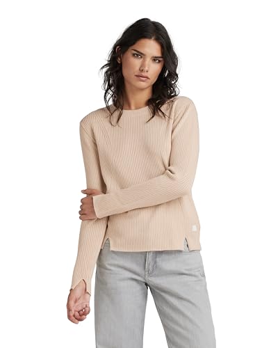 G-Star RAW Damen Ribbed Pullover, Beige (Moonlight D24486-D563-G287), M von G-STAR