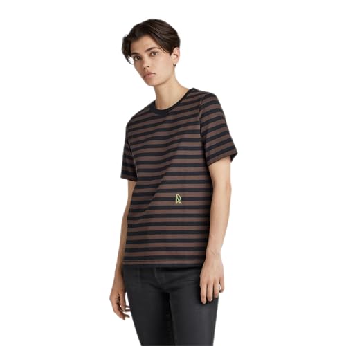 G-Star RAW Damen Small RAW Graphic Stripe Top, Mehrfarben (Chocolat/Caviar Stripe D22330-C929-D505), XS von G-STAR