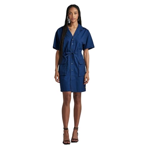 G-Star RAW Damen Soft Utility Kleid, Blau (Rinsed D24348-D309-082), XS von G-Star RAW