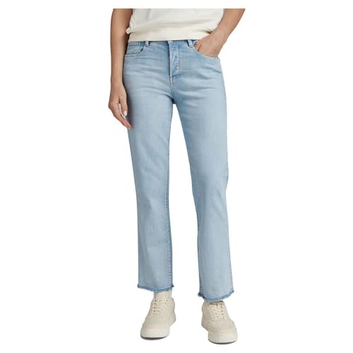G-Star RAW Damen Strace Straight Cropped Jeans, Blau (Sun Faded Poolside Blue D24766-D549-G676), 29W / 30L von G-STAR RAW