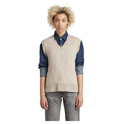 G-Star Raw Damen Structure Loose Knitted Pullunder, Beige (Brown Rice D22405-C928-D309), XL von G-Star Raw