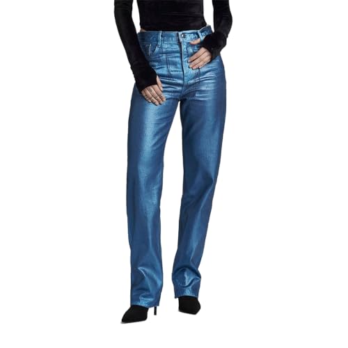 G-Star Raw Damen Viktoria High Straight Jeans, Blau (Luna Blue Metal Coating D23959-D436-G264), 26W / 30L von G-Star Raw