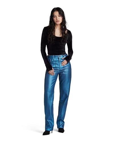 G-Star RAW Damen Viktoria High Straight Jeans, Blau (Luna Blue Metal Coating D23959-D436-G264), 31W / 34L von G-STAR