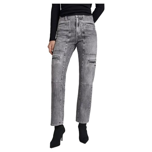 G-STAR RAW Damen Viktoria Utility High Straight Jeans, Grau (Faded Grey neblina D24566-D537-G324), 26W / 30L von G-STAR