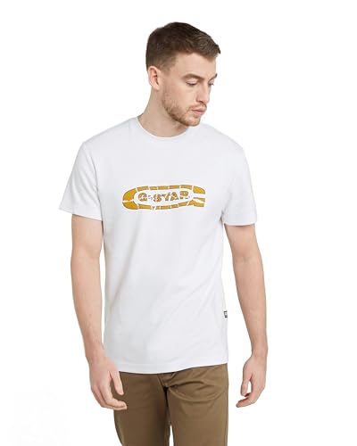 G-Star Herren Destroyed Old Skool Logo T-Shirt, Weiß (White D25086-C812-110), XXL von G-Star RAW