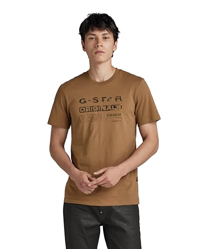 G-Star RAW Herren Distressed Originals Slim T-Shirt, Braun (dk Fawn D24420-336-7172), S von G-STAR RAW