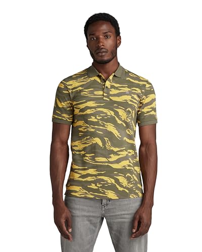 G-Star RAW Herren Dunda Slim Allover Poloshirt, Mehrfarben (dk Lemon Tiger camo D24359-C335-G394), XS von G-STAR