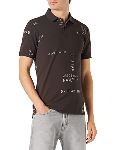 G-Star RAW Herren Dunda Slim Allover Poloshirt, Mehrfarben (nett Brown Type face 2.0 D22252-C335-D457), S von G-STAR