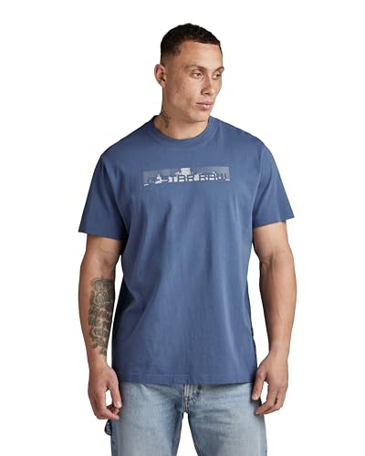 G-Star RAW Herren Flight Deck Back Graphic Loose T-Shirt, Blau (Vintage Indigo D24425-C336-G278), XS von G-STAR RAW