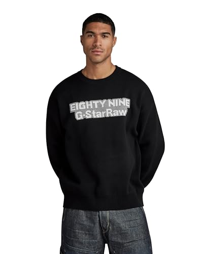 G-Star RAW Herren Graphic Loose Knitted Pullover, Schwarz (dk Black D23936-D488-6484), L von G-Star RAW