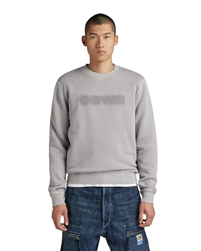 G-Star RAW Herren Indigo Distressed Logo Sweatshirt, Grau (Grey Alloy gd D24410-D575-G493), XL von G-STAR RAW