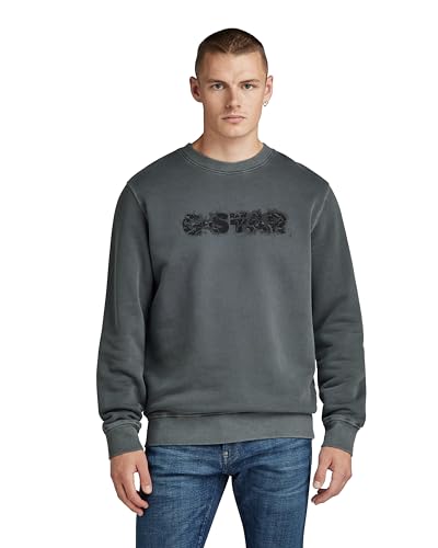 G-Star RAW Herren Indigo Distressed Logo Sweatshirt, Schwarz (dk Black gd D24410-D575-B564), XL von G-STAR