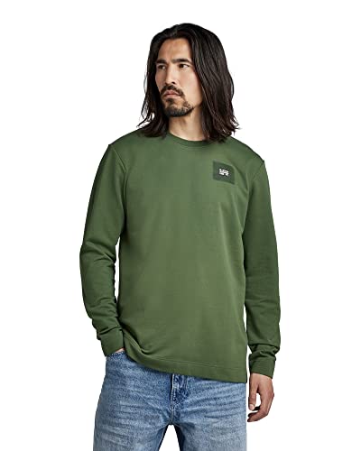 G-Star RAW Herren Lightweight Label Pullover, Grün (dk nuri Green D22397-D136-3476), XS von G-STAR RAW