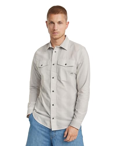 G-Star RAW Herren Marine Slim Hemd, Mehrfarben (Grey Alloy Shadow Stripe D24963-D590-G452), L von G-STAR