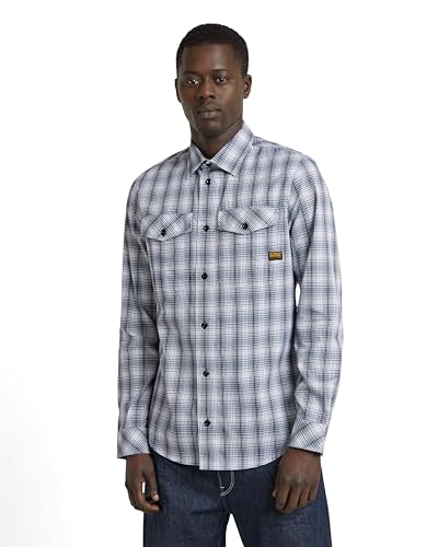 G-Star RAW Herren Marine Slim Hemd, Mehrfarben (Imperial Blue Liam Check D24963-D531-G296), S von G-Star RAW
