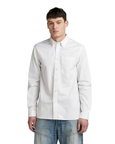 G-Star RAW Herren One Pocket Regular Hemd, Weiß (White D24292-A504-110), XXL von G-STAR