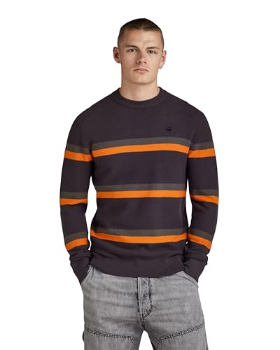 G-Star RAW Herren Stripe Knitted Pullover, Grau (Grey Asphalt D24378-D563-G277), XXL von G-Star RAW