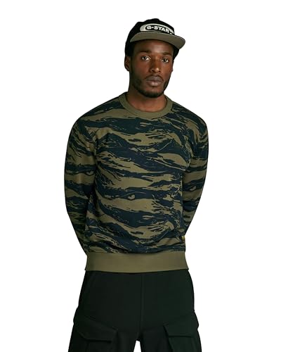 G-Star RAW Herren Tiger Camo Sweatshirt, Mehrfarben (Shadow Olive 2L Tiger camo D24415-C782-G393), XXL von G-STAR