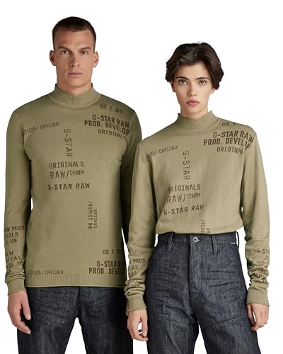 G-Star RAW Herren Unisex Jacquard Mock Strickpullover, Beige (Tree House D21954-8403-C941), L von G-STAR RAW