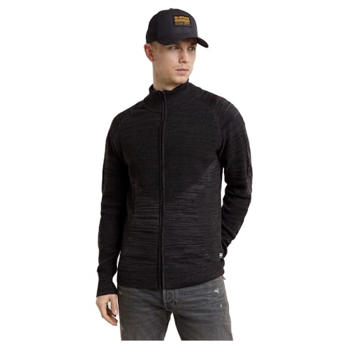 G-Star Herren 3D Biker Zip Through Knitted Pullover, Mehrfarben (dk Black/Asfalt D25070-C259-7242), M von G-STAR