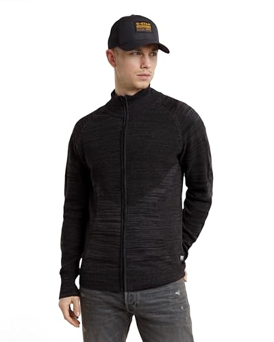 G-Star Herren 3D Biker Zip Through Knitted Pullover, Mehrfarben (dk Black/Asfalt D25070-C259-7242), M von G-Star RAW