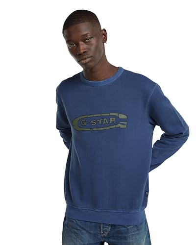G-Star Herren Destroyed G Logo Washed Sweatshirt, Blau (Imperial Blue gd D25101-D688-B851), XL von G-Star RAW