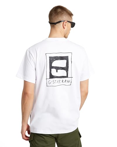 G-Star RAW Herren Handwriting Back Print Loose T-Shirt, Weiß (White D25699-c336-110),S von G-Star RAW