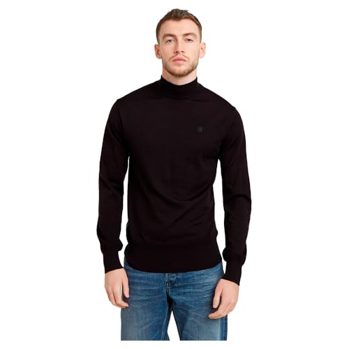 G-Star Herren Premium Core Mock Neck Knitted Pullover, Schwarz (dk Black D25175-D847-6484), L von G-STAR RAW