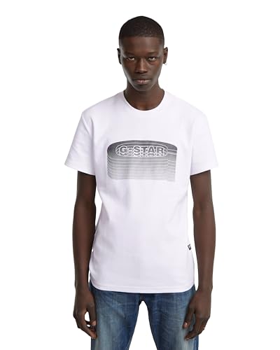 G-Star Herren Stacked Old Skool Logo T-Shirt, Weiß (White D25092-C812-110), M von G-STAR RAW