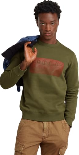 G-Star Herren Stacked Old Skool Logo Sweatshirt, Grün (dk Moss D25099-D733-4674), M von G-Star RAW