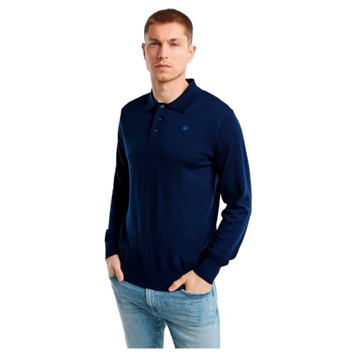 G-Star Herren Premium Core Dunda Knitted Poloshirt, Blau (Imperial Blue D25066-D847-1305), M von G-Star RAW