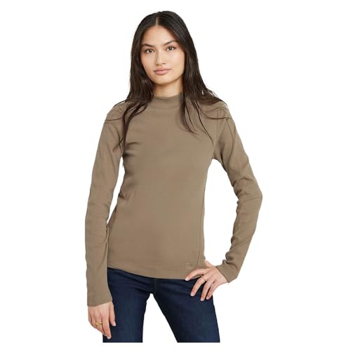 G-Star Damen Slim Rib Mock Top, Braun (Brindle D25033-D850-C788), M von G-Star RAW